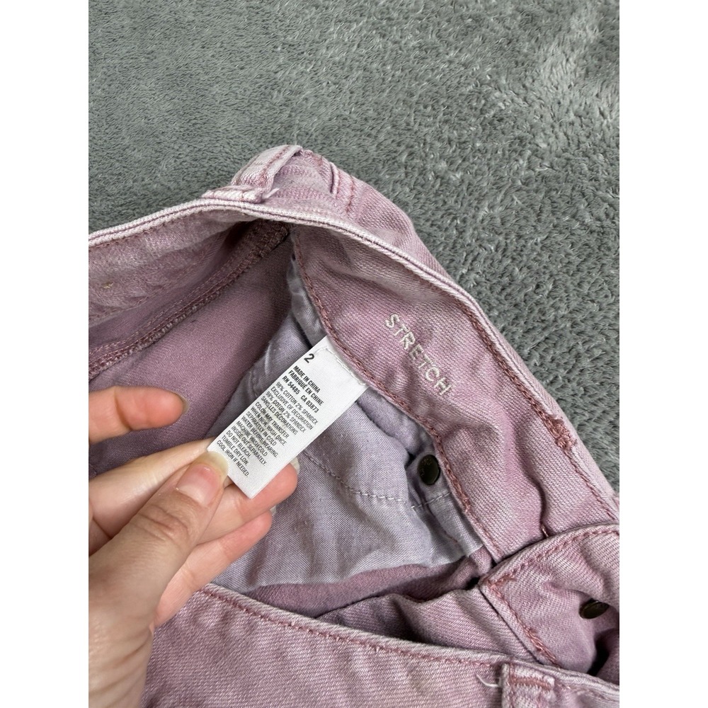 Vintage Y2K American Eagle Micro Mini Denim Shorts Women's Size 2 Pink - Picture 5 of 9